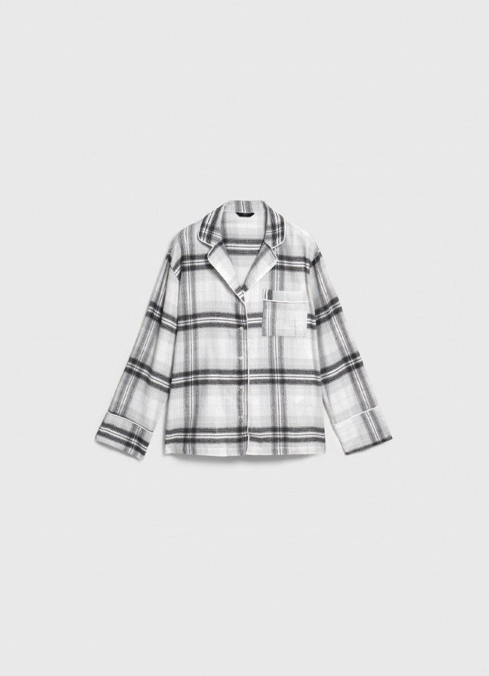 Пижамная рубашка в клетку из фланели