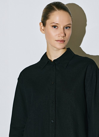 Рубашка с длинным рукавом из смесового льна