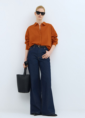 Рубашка с длинным рукавом из смесового льна