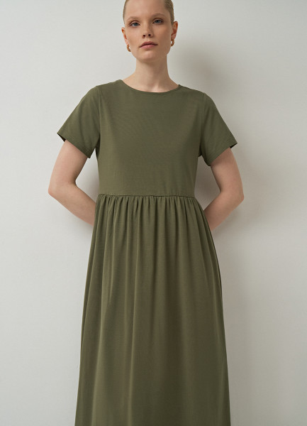 Трикотажное платье А-силуэта, Зеленый O`Stin LT6693O02-G7, размер 50 - фото 2