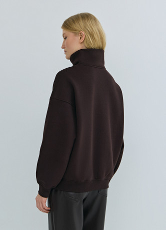 Свитшот с принтом и воротником на молнии