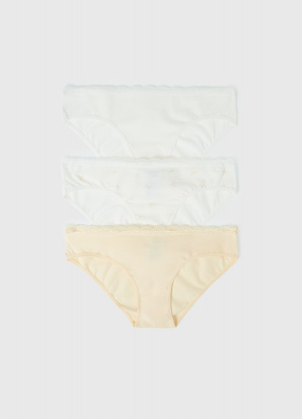 Трусы-слипы с кружевом для девочек 3 шт Желтый 799₽