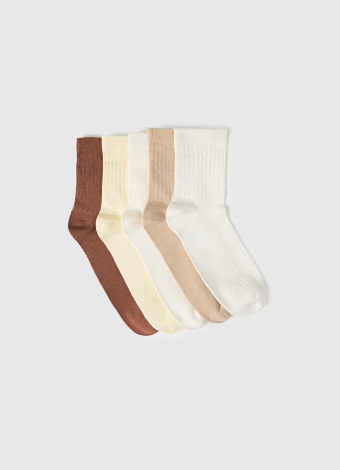 Короткие носки в рубчик для девочек, 5 пар
