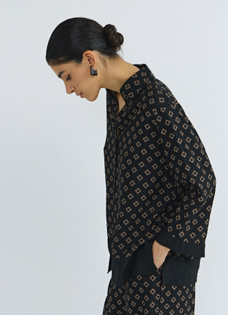 Принтованная блузка с рукавом 7/8