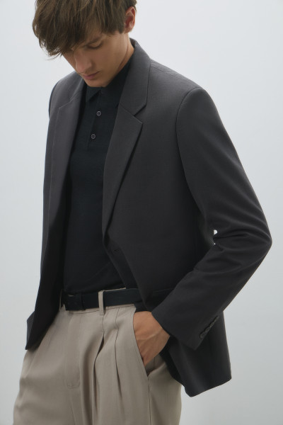 Однобортный пиджак из смесовой шерсти Серый 7999₽