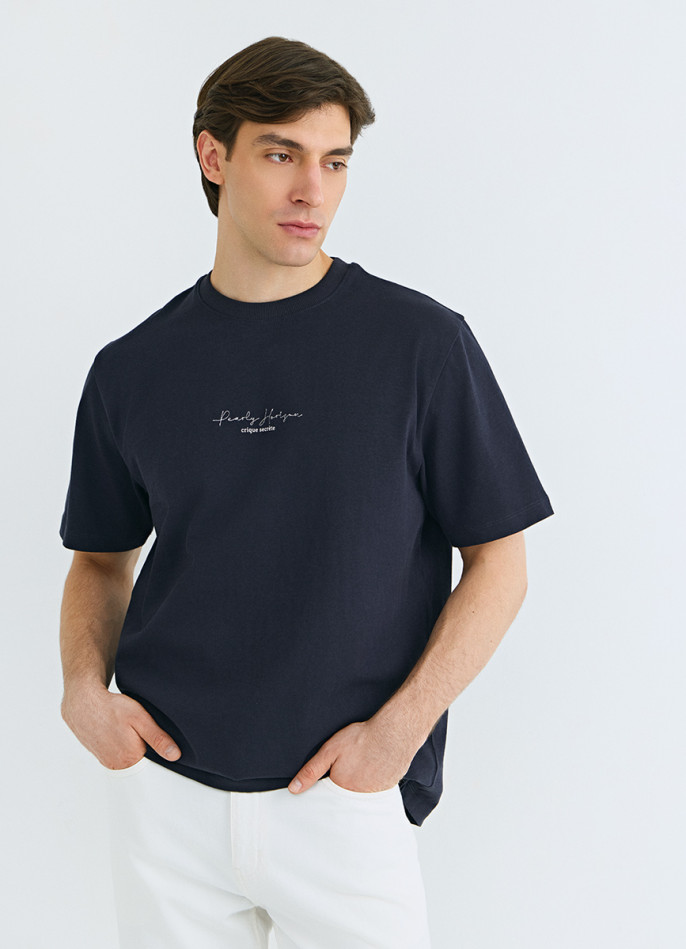 Футболка из плотного хлопка с текстовым принтом