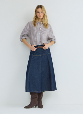 Рубашка в полоску из смесового льна