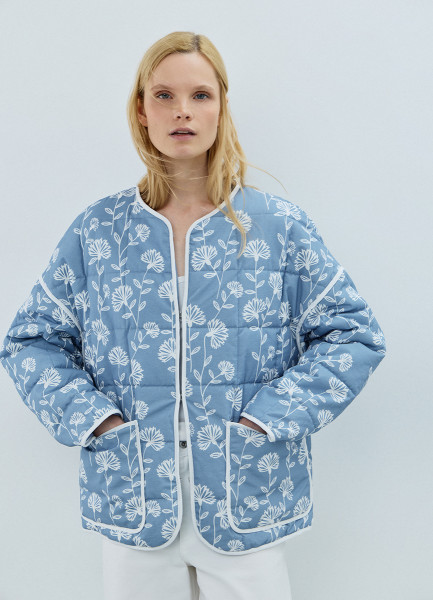 Лёгкая стёганая куртка, Синий