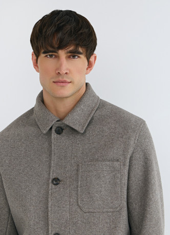 Куртка из пальтовой ткани с накладными карманами