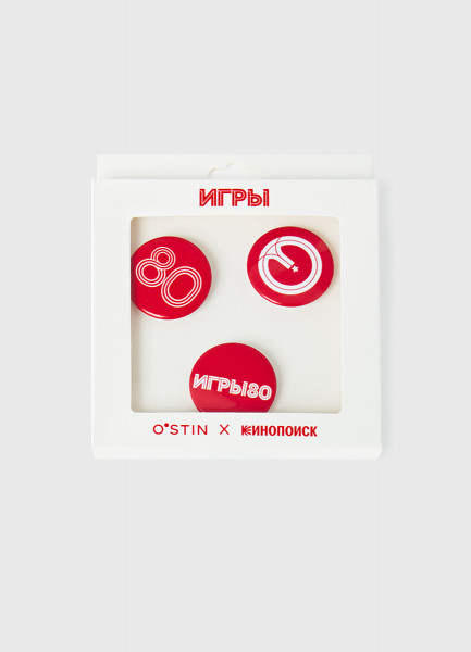 

Значки ИГРЫ O'STIN x Кинопоиск, 3 шт., Красный