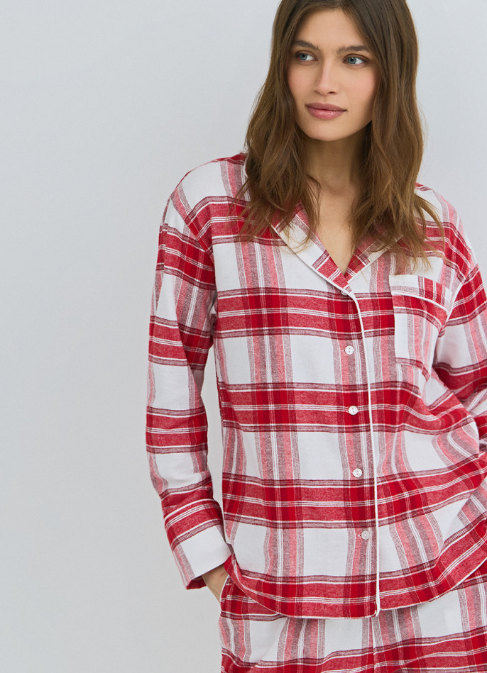 Пижамная рубашка в клетку из фланели
