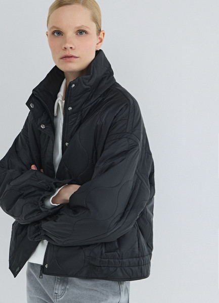 

Стёганая утеплённая куртка с воротником-стойкой, Черный