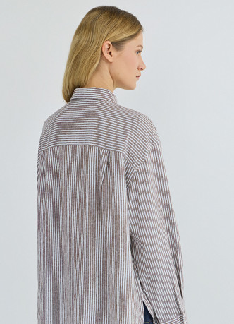 Рубашка в полоску из смесового льна