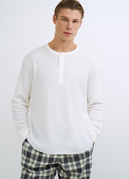 Лонгслив пижамный из текстурной ткани Белый 1999₽