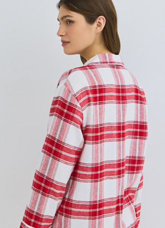 Пижамная рубашка в клетку из фланели