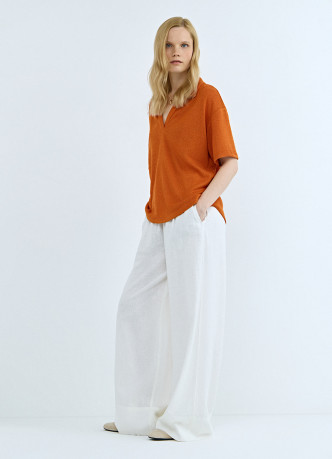 Широкие льняные брюки