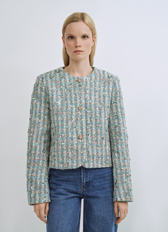 Укороченный твидовый жакет