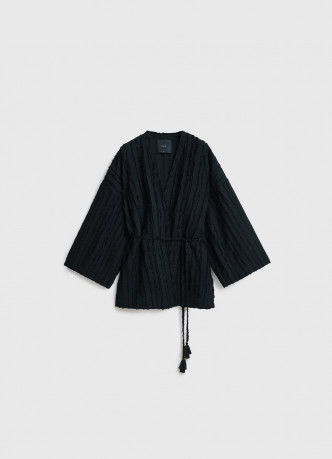 Укороченное кимоно с поясом из декоративной ткани