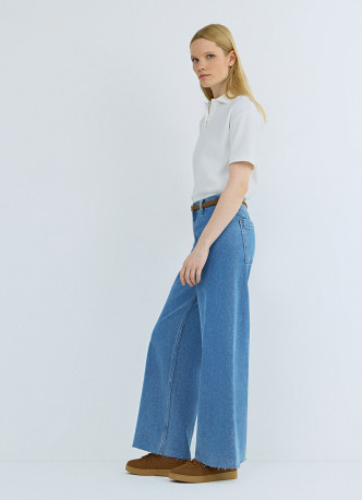 Укороченные широкие джинсы