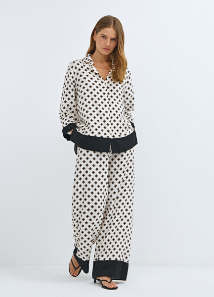 

Прямые брюки из вискозы с принтом, Белый