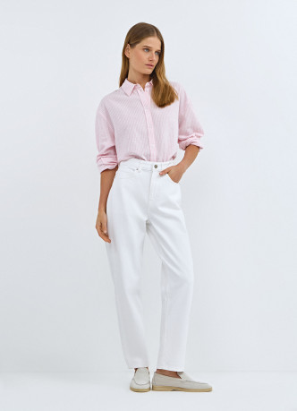 Рубашка в полоску из смесового льна