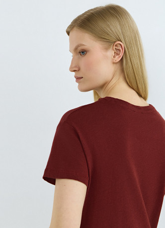 Футболка с круглым вырезом изо льна и хлопка