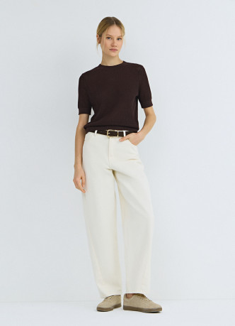 Ажурный джемпер с коротким рукавом