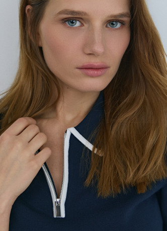 Джемпер с воротником поло на молнии