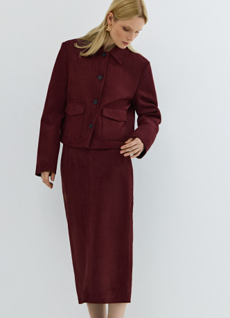 Укороченный жакет из искусственной замши