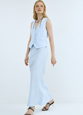 Юбка миди А-силуэта с эластичным поясом