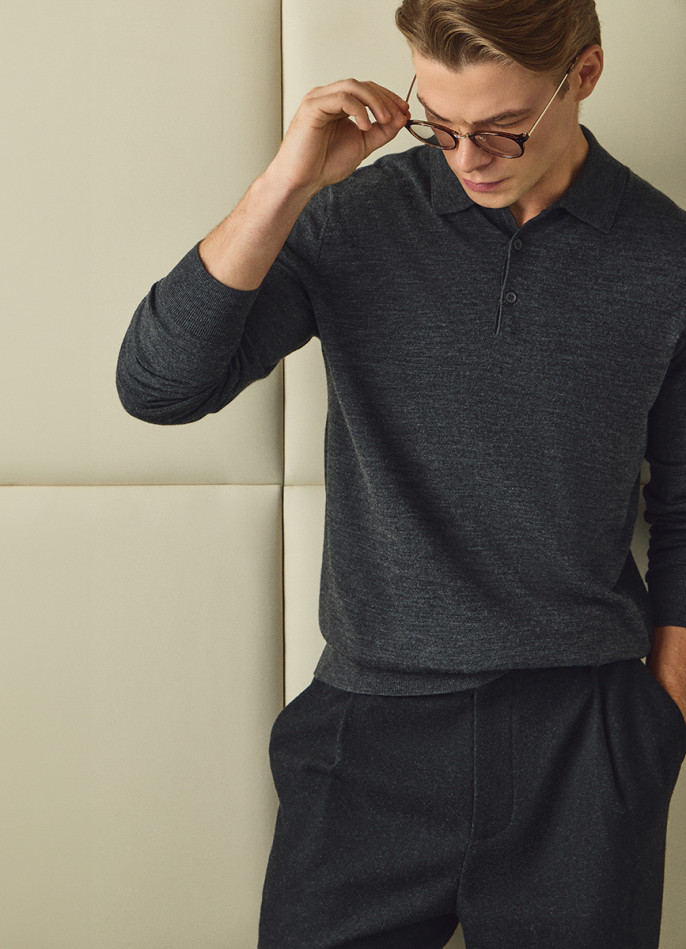 Джемпер поло из шерсти мериноса