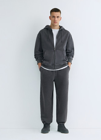 Толстовка на молнии с эффектом стирки