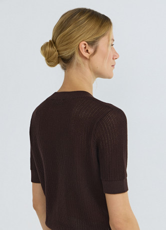 Ажурный джемпер с коротким рукавом