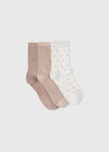

Носки с рисунком и вышивкой, 3 пары, Бежевый