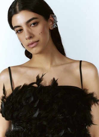 Топ с натуральными перьями