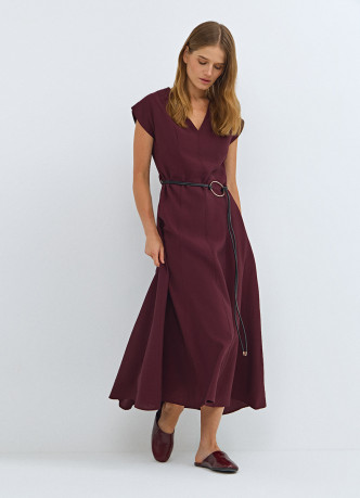 Платье миди с ремнем