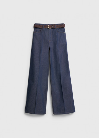 Широкие джинсы Wide leg с плетёным ремнём