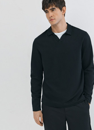 Поло из мягкой ткани с длинным рукавом