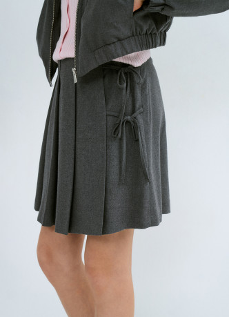 Юбка мини в складку с бантами для девочек