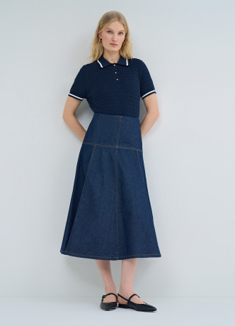 Джинсовая юбка миди