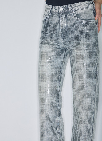 Блестящие прямые джинсы с пайетками
