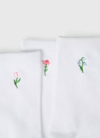 Высокие носки с вышивкой для девочек, 3 пары