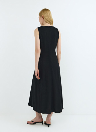 Платье из смесового льна с вырезом каре