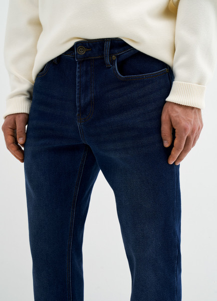 Утеплённые зауженные джинсы с эффектом стирки 31780990299 Синий, размер 48,46,54,56,50, 52, фото 5