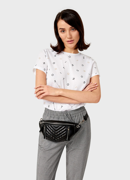 

Поясная сумка с декоративными клёпками, Черный