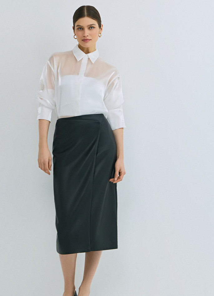 Юбка миди из искусственной кожи