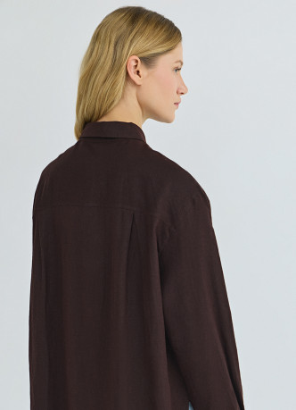 Рубашка с длинным рукавом из смесового льна