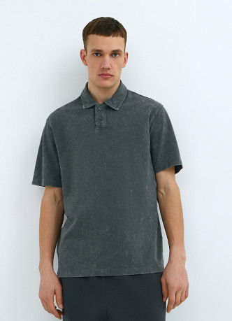 Поло из хлопка с эффектом стирки