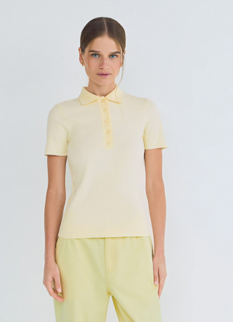 Поло в рубчик с коротким рукавом