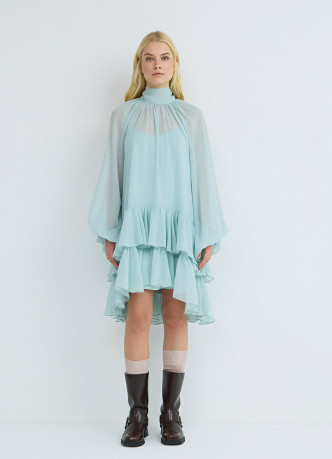 Платье мини с рюшами